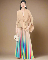 HEYFANCYSTYLE Designer Pleated Dress Wrinkle Resistant Women's Set